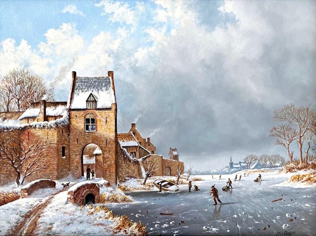 Romantische winter- en zomerlandschap schilderijen, Ophalen of Verzenden