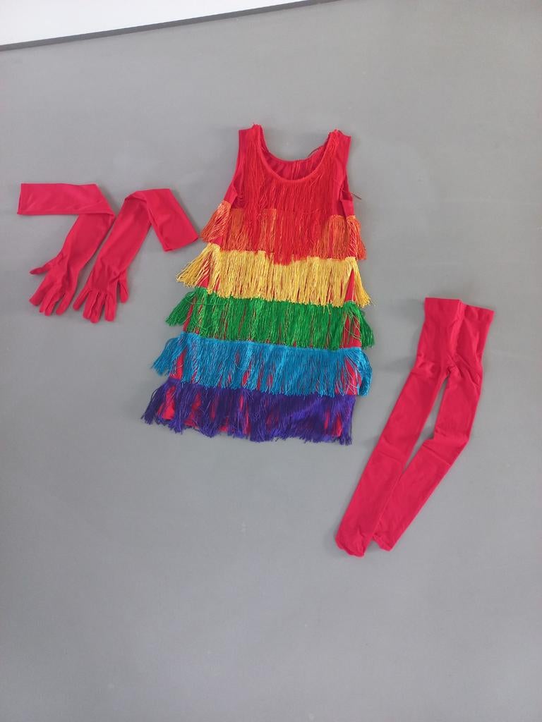 Regenboog Pailletten Carnavalsjurk met accesoires - Maat M, Kleding | Dames, Carnavalskleding en Feestkleding, Maat 38/40 (M)