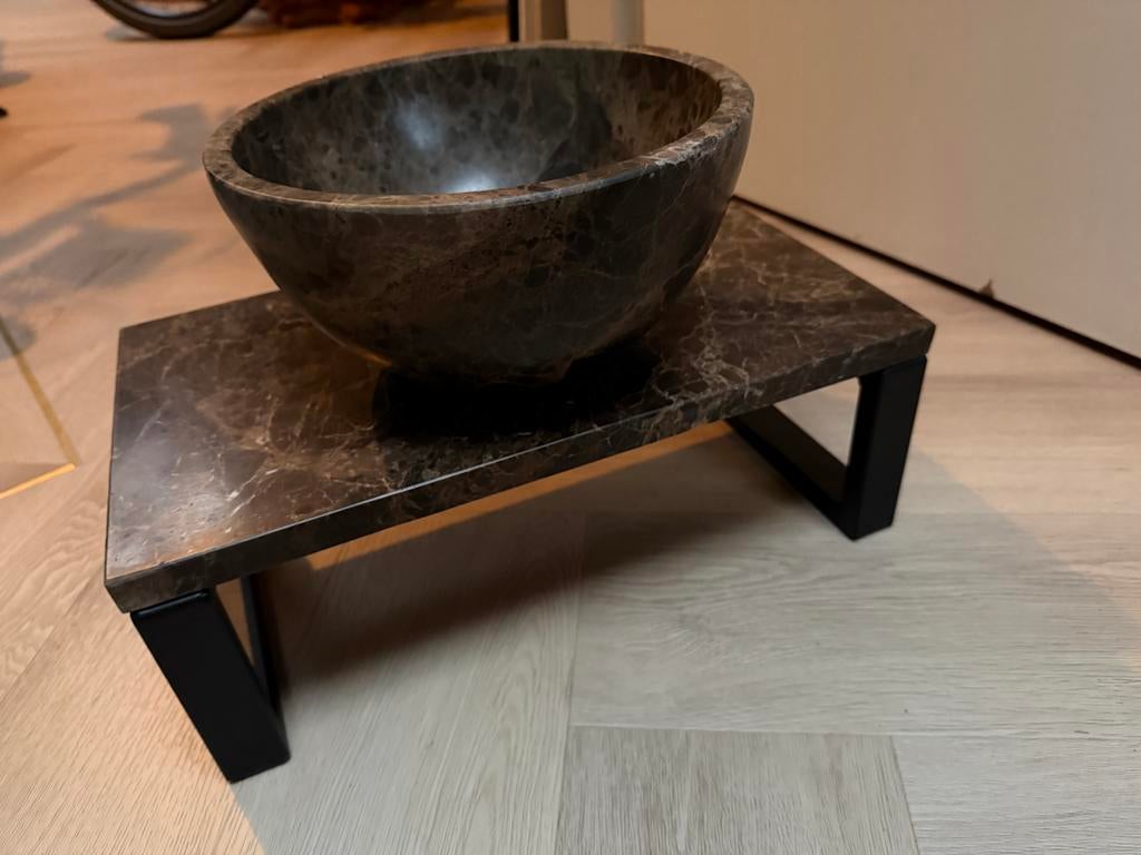 Nieuwe marmeren wastafelset - Emperador, Minder dan 50 cm, Nieuw, Ophalen of Verzenden, Minder dan 25 cm