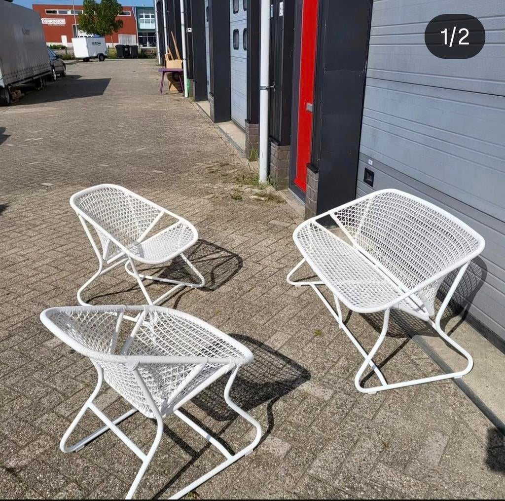Gebruikte fermob sixties lounge set cotton white, Tuin en Terras, Ophalen, Gebruikt