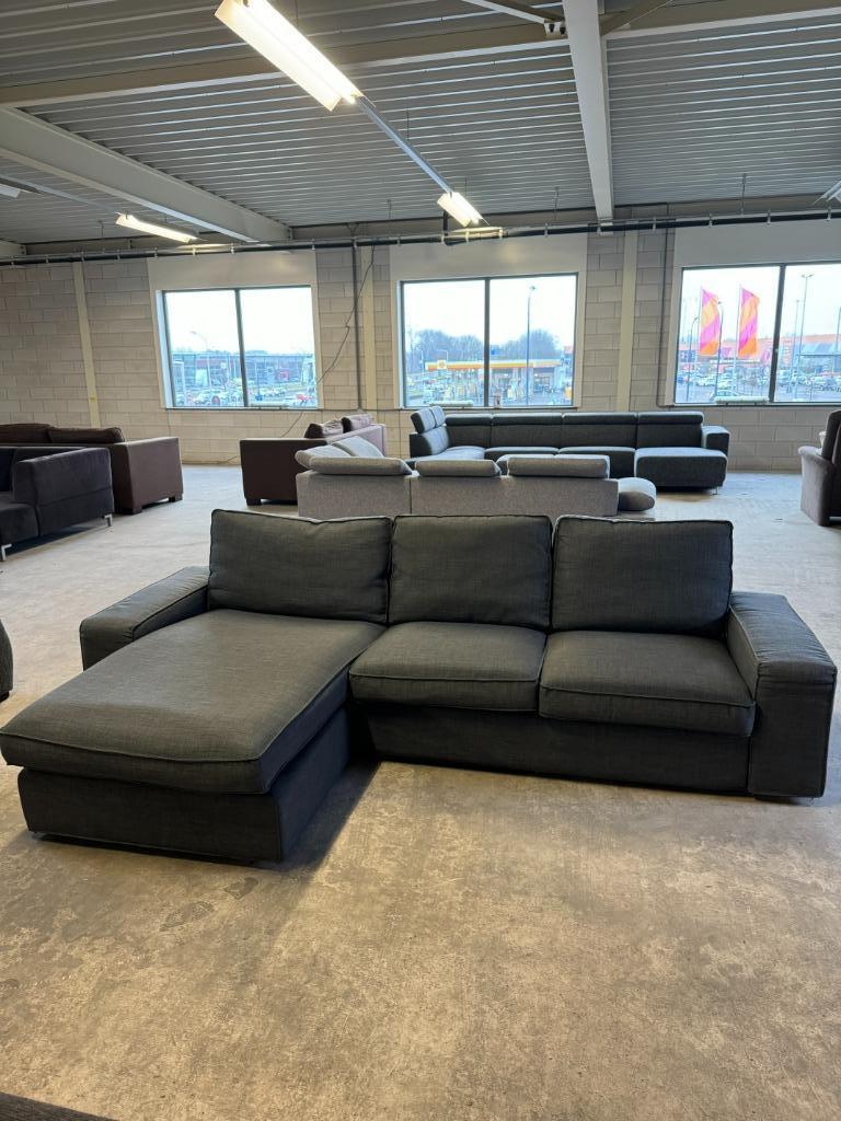 3-zits chaise lounge bank Donkergrijs, Huis en Inrichting, Ophalen, 250 tot 300 cm, Info@secondlife.nl, 75 tot 100 cm
