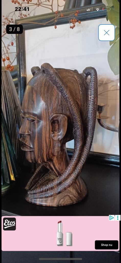 Ebbenhouten Buste van Afrikaanse Vrouw, Ophalen