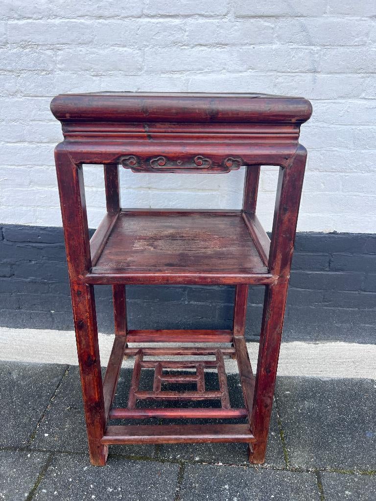 Chinese theetafel plantentafel, bijzettafel 39 x 39, H 77 cm, Minder dan 55 cm, De doofpot, Vierkant, Ophalen of Verzenden