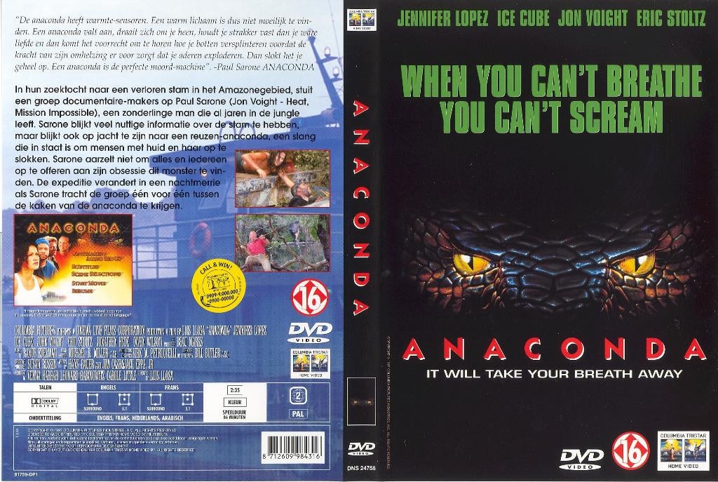 Anaconda, Vanaf 16 jaar, Ophalen of Verzenden, Zo goed als nieuw, Actiethriller