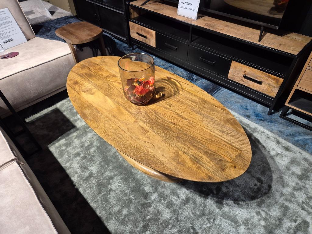 Salontafel Flare 140cm | Mangohout | Nu Extra Voordelig !, Huis en Inrichting, Tafels | Salontafels, Ophalen, 100 tot 150 cm, Nieuw