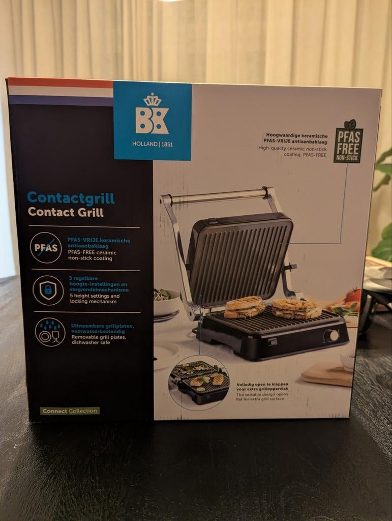 BK Contactgrill - Nieuw in doos!, Witgoed en Apparatuur, Contactgrills, Ophalen of Verzenden, Uitneembare platen, Nieuw