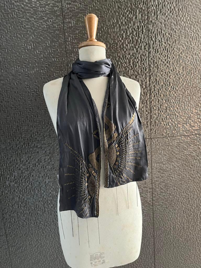 Vanilia Zijde Sjaal - Antraciet, Kleding | Dames, Mutsen, Sjaals en Handschoenen, Verzenden, Sjaal