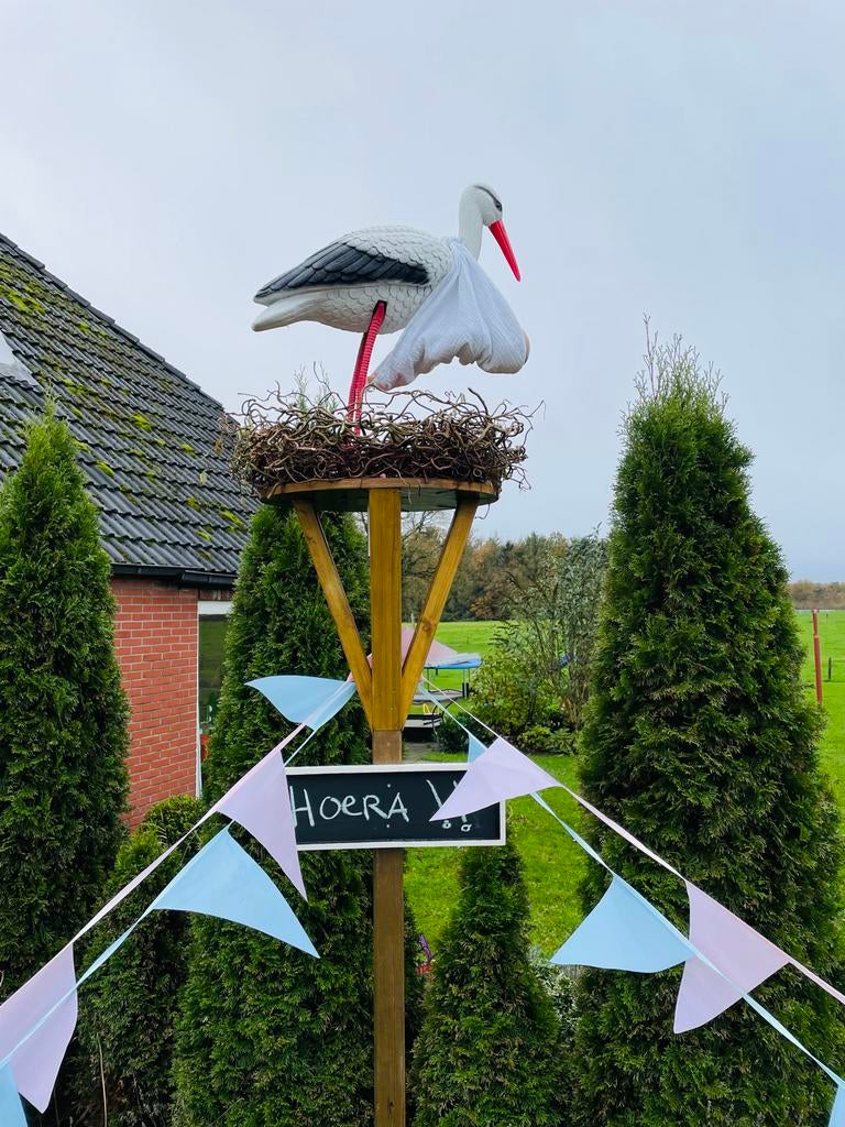 Ooievaar, ooievaarsnest, Ophalen, Zo goed als nieuw, Geboortebord