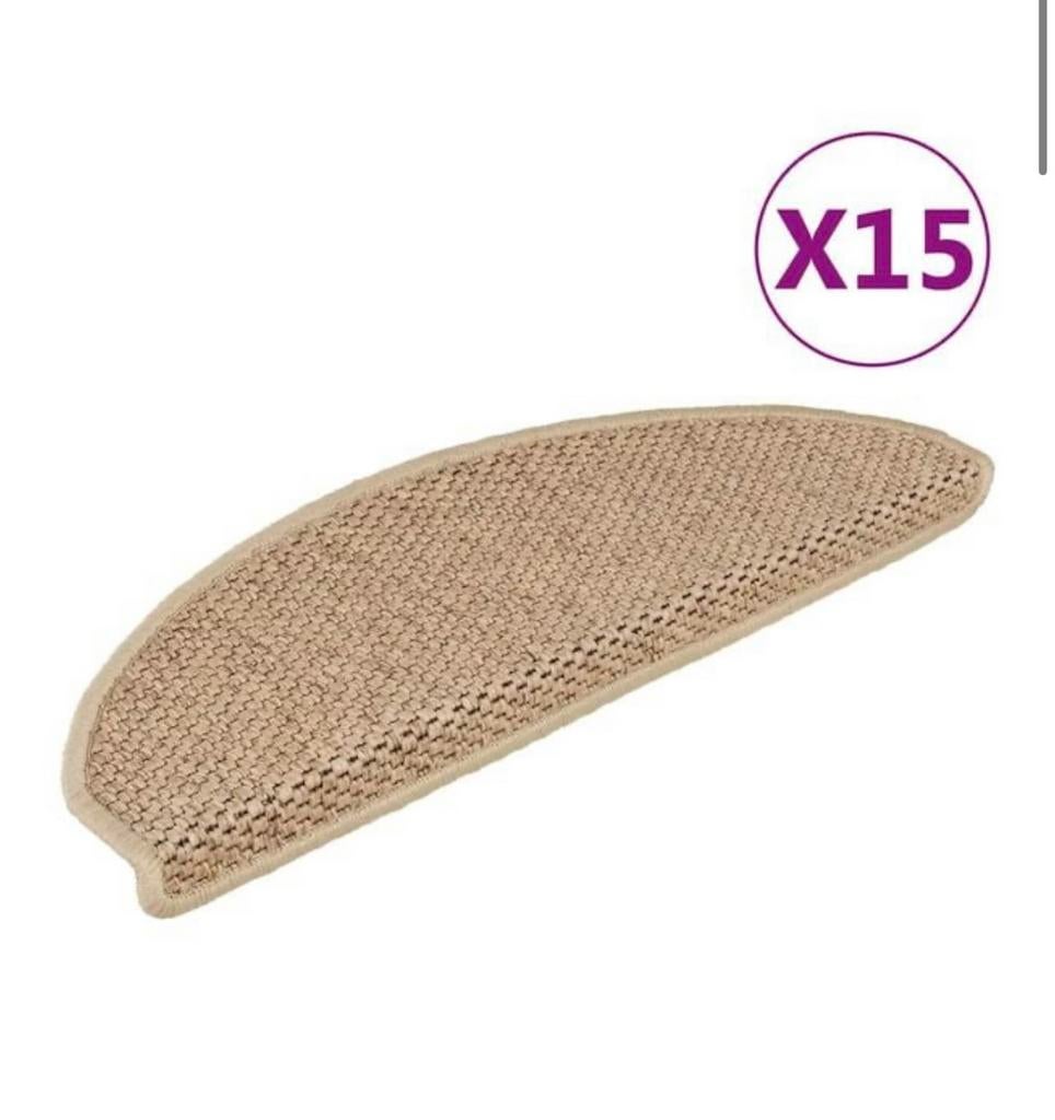 Trapmatten zelfklevend 15 st sisal-look zandkleurig, nieuw, Ophalen of Verzenden, Zo goed als nieuw