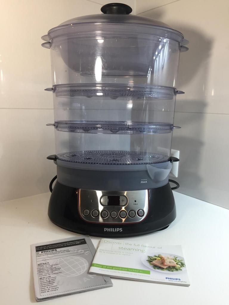 Philips voedsel Stoomkoker - 3 Lagen - Digitaal, Ophalen of Verzenden, Zo goed als nieuw, Stoomreiniger
