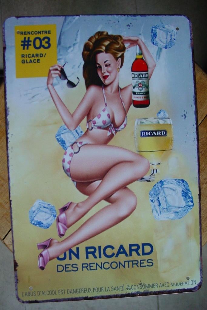 RICARD REKLAME -METAAL-, Ophalen of Verzenden, Gebruikt, Reclamebord, Plaat of Schild, Overige merken