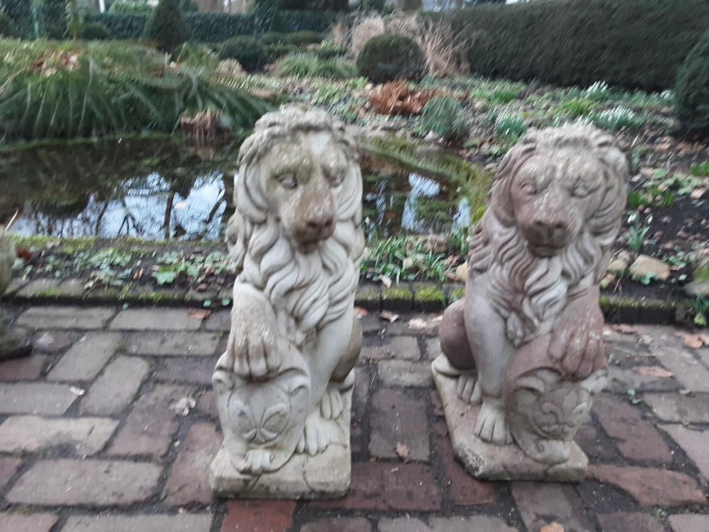 Tuinbeeld leeuwen 2x, Tuin en Terras, Tuinbeelden, Ophalen