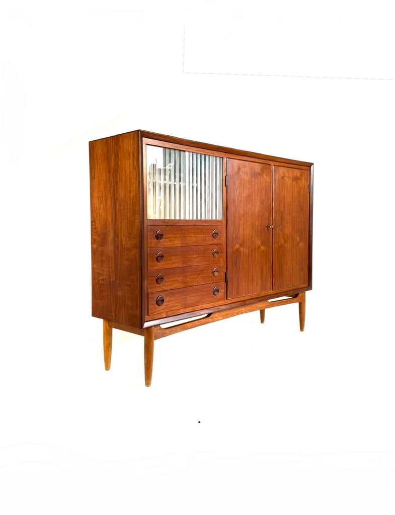 Vintage Deens teakhouten highboard, jaren ‘60