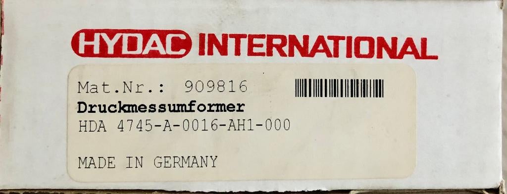 HYDAC - Druktransmitter - HDA 4745-A-0016-AH1-000, Ophalen of Verzenden, Nieuw