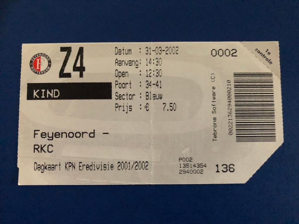 ⚽ Ticket Feyenoord - RKC 2002/2003 ⚽, Ophalen of Verzenden, Zo goed als nieuw, Feyenoord, Overige typen