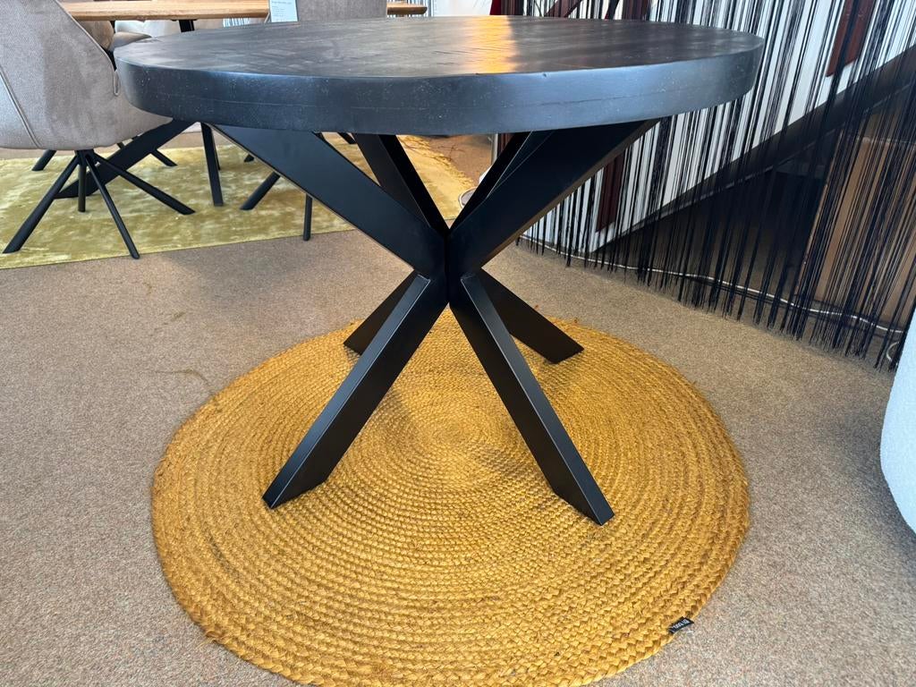 Eettafel rond 100cm Zwart mango Direct/Leverbaar E-7201, 50 tot 100 cm, Nieuw, Mwonenenslapen, Mwonenenslapen@ziggo.nl