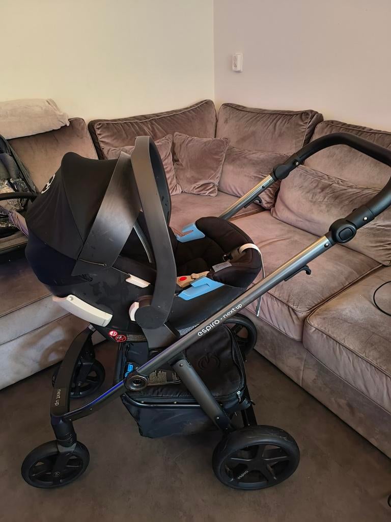 Espiro Next Up Chrome Grey + Cybex Autostoel, Gebruikt, Combiwagen, Verstelbare duwstang, Ophalen