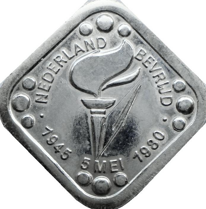 Nederland bevrijdingspenning 1980 (zilver, zeldzaam), Ophalen of Verzenden, Zilver, Nederland