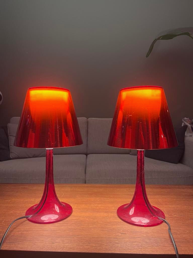 Flos Miss K Rood by Philippe Starck | set van 2, Huis en Inrichting, Lampen | Tafellampen, Ophalen