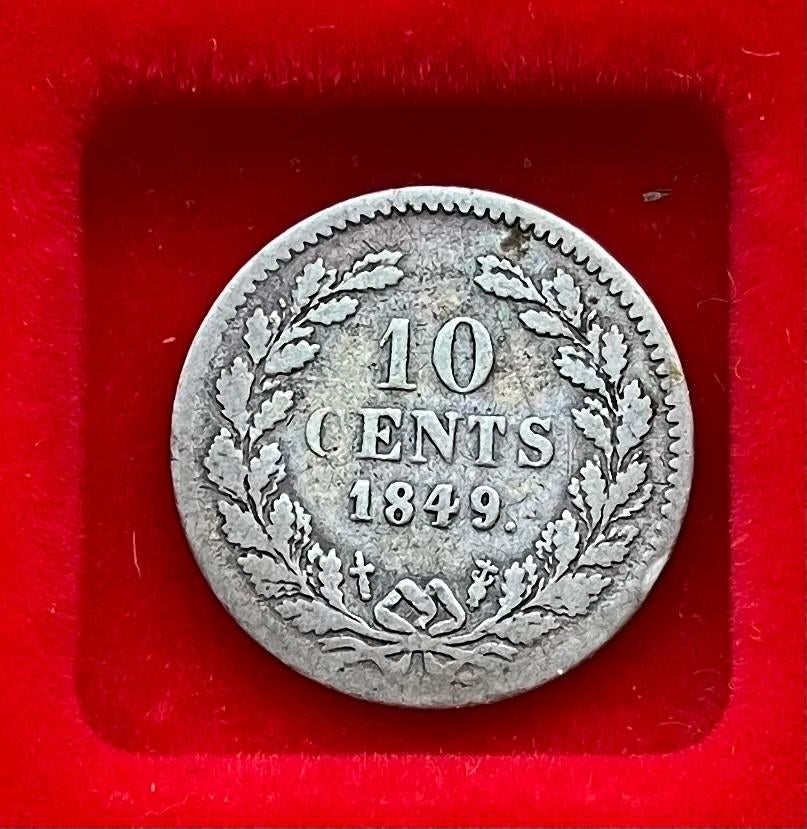 VERSCHILLENDE JAREN 10 cent Willem II en Willem III, Postzegels en Munten, Munten | Nederland, Ophalen, Koning Willem III, Zilver