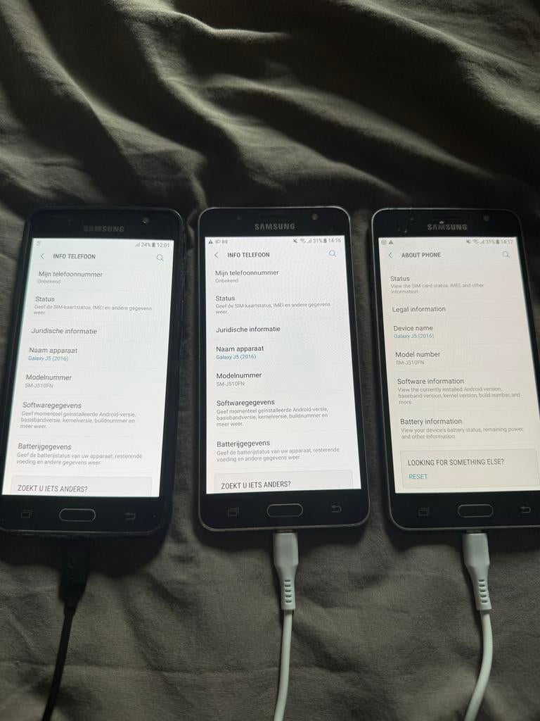 3x Samsung Galaxy J5, Telecommunicatie, Mobiele telefoons | Samsung, Gebruikt, Overige modellen, Zwart, Touchscreen