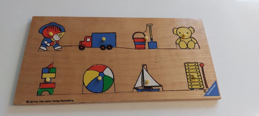 Houten puzzel noppenpuzzel Ravensburger 1977, Ophalen of Verzenden, Gebruikt, Overige typen
