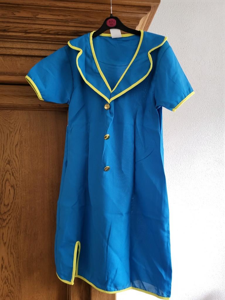 NIEUW!! Blauwe stewardessen jurk inclusief pet mt S/M, Ophalen of Verzenden, Nieuw