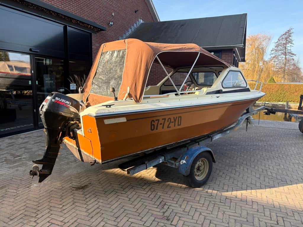 Beekman toer/visboot + suzuki 15pk 4takt, Watersport en Boten, Ophalen, 10 tot 30 pk, Gebruikt, 3 tot 6 meter
