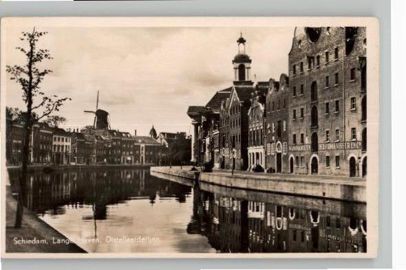 Schiedam Lange Haven Distelleerderijen Molen, Ophalen of Verzenden, 1920 tot 1940, Ongelopen, Zuid-Holland