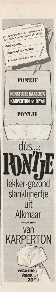Retro reclame 1972 Pontje zuivel Alkmaar Karperton, Verzenden, Overige typen