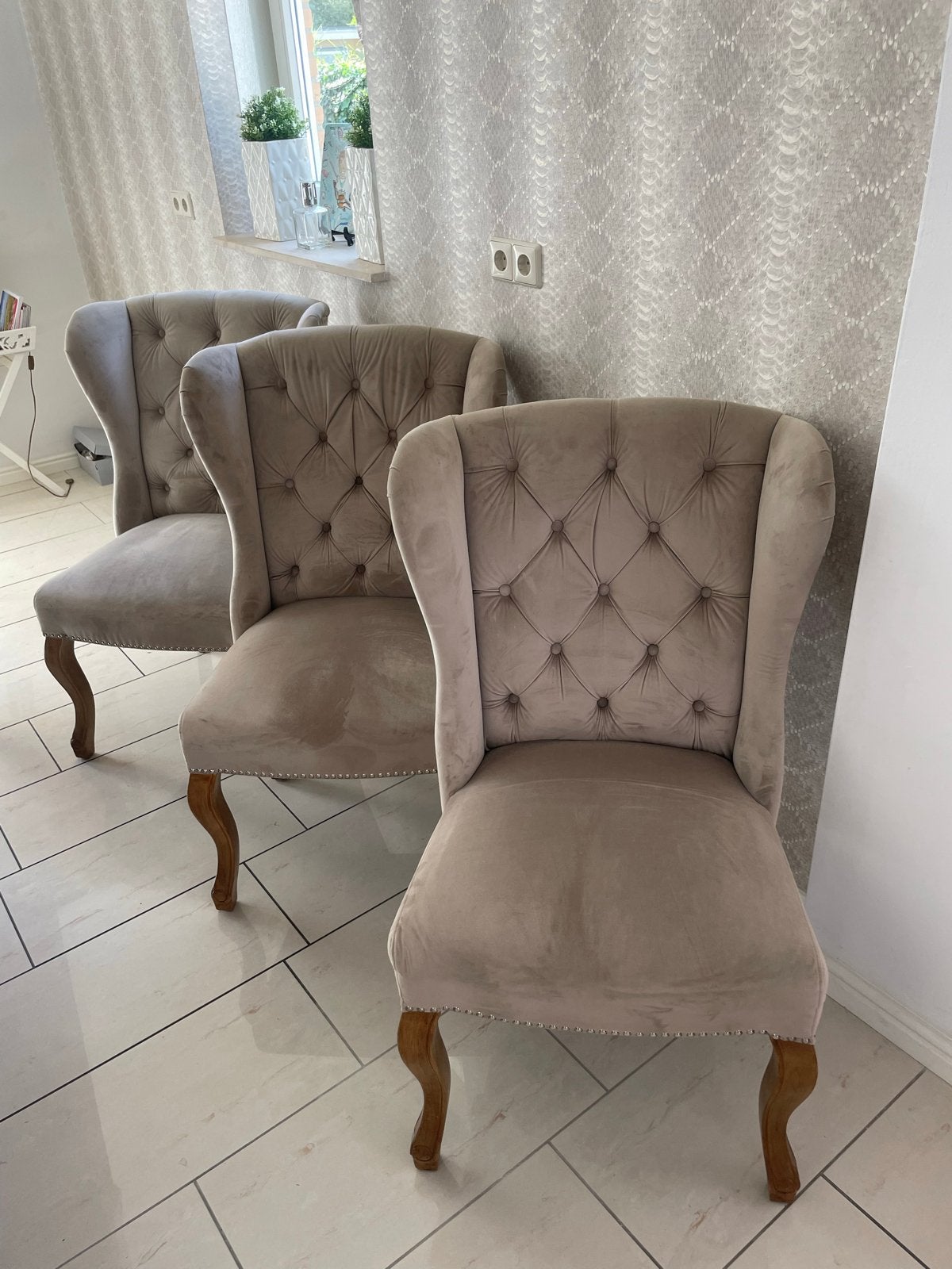 6 luxe eetkamerstoelen - Zo goed als nieuw, Huis en Inrichting, Overige kleuren, Ophalen of Verzenden, Zo goed als nieuw, Stof