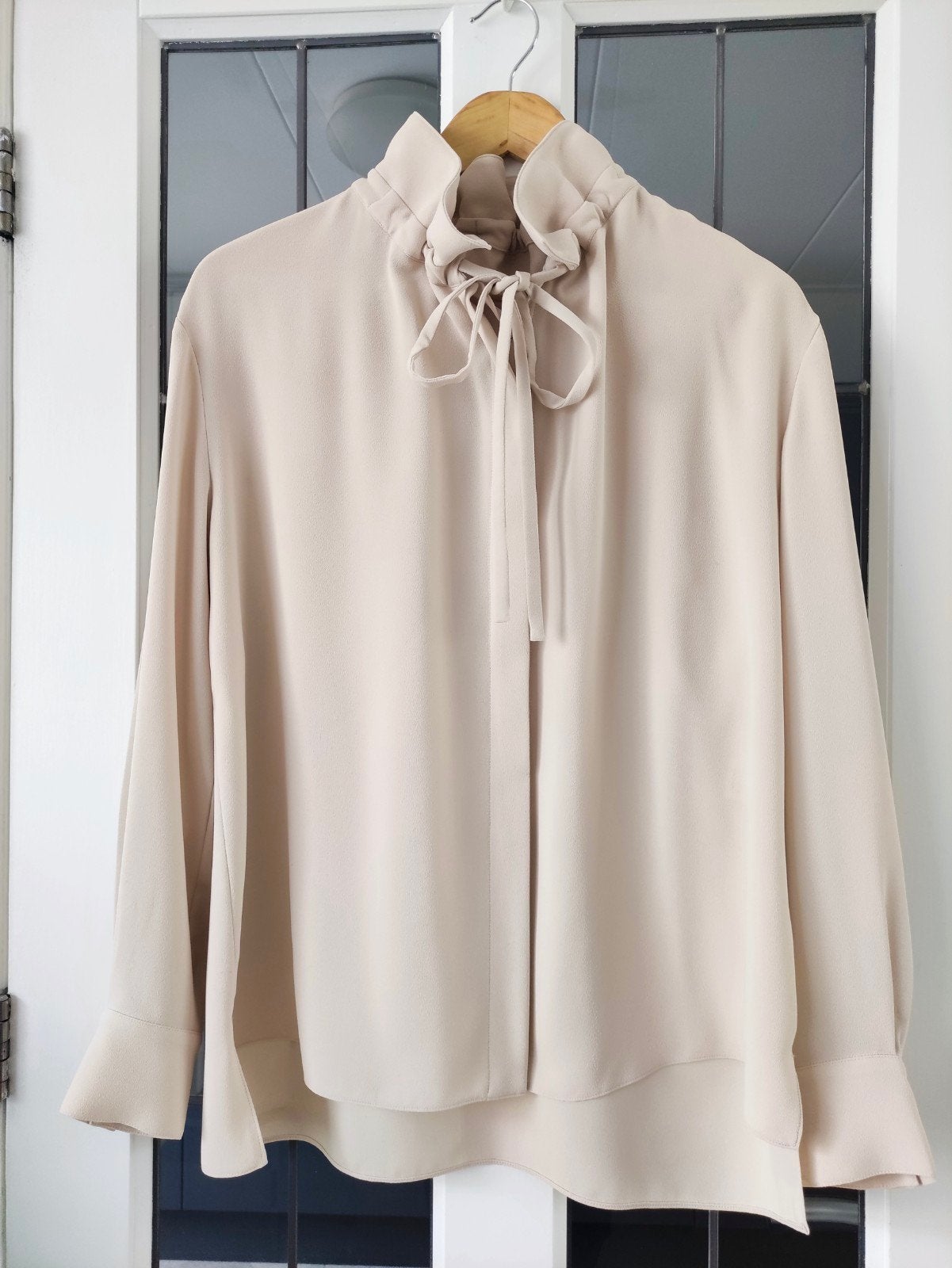 Natan Elegante Crème Beige Blouse met Strikkraag Maat XL, Natan, Verzenden, Gedragen, Maat 46/48 (XL) of groter