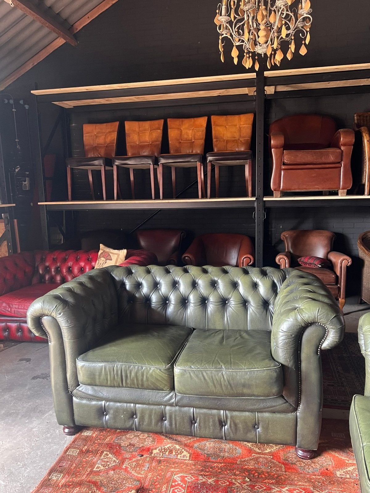 Chesterfield Bank, Huis en Inrichting, Banken | Bankstellen, Ophalen, Gebruikt, 150 tot 200 cm, Tweepersoons