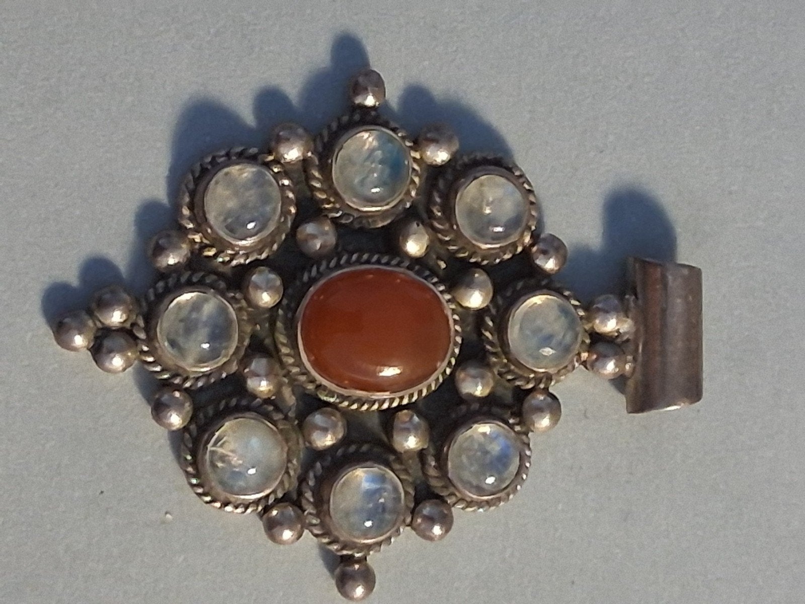 Zilveren hanger met Carneool/maansteenl, Verzenden, Nieuw, Overige kleuren, Zilver