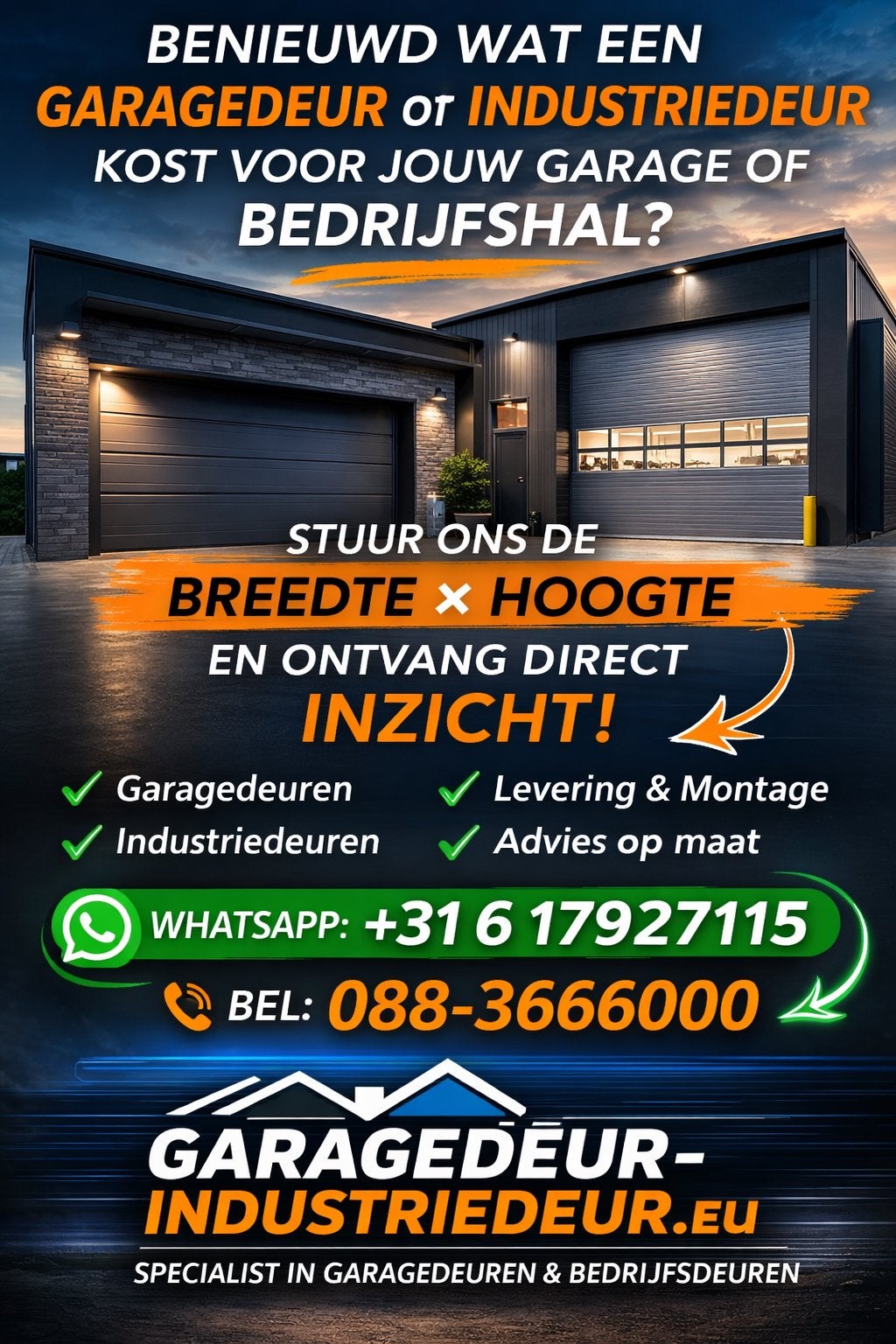 Nieuwe garagedeur, sectionaal ISO40 alle maten geheel NL, Ophalen of Verzenden, 120 cm of meer, 215 cm of meer, Garagedeur