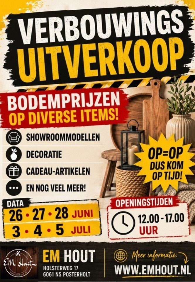 Diverse handgemaakte items in de verkoop, Ophalen