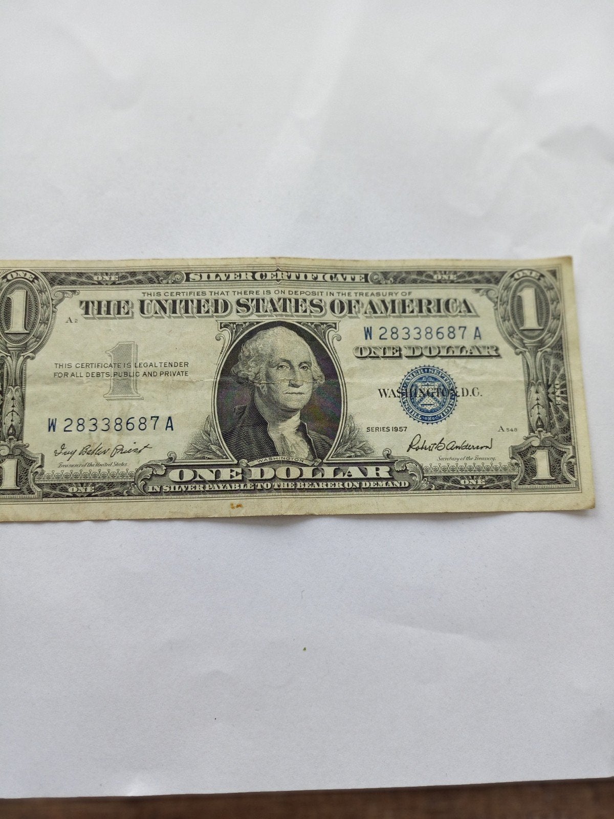 Zeldzame 1957 Zilver Certificaat Dollarbiljet, Ophalen, Zuidoost-Azië, Los biljet