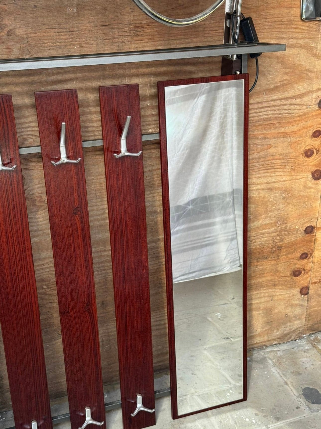 Vintage Houten Palissander Rosewood Kapstok Hoedenplank 70s, Huis en Inrichting, Gebruikt, 100 tot 150 cm, Metaal, Ophalen