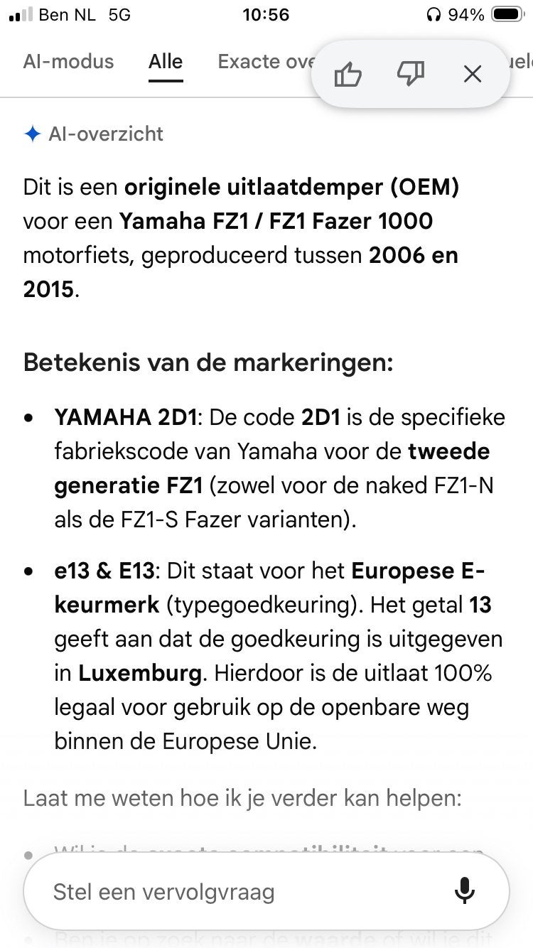Originele uitlaatdemper Yamaha FZ1 / Fazer 1000 (2006-2015), Ophalen of Verzenden, Gebruikt