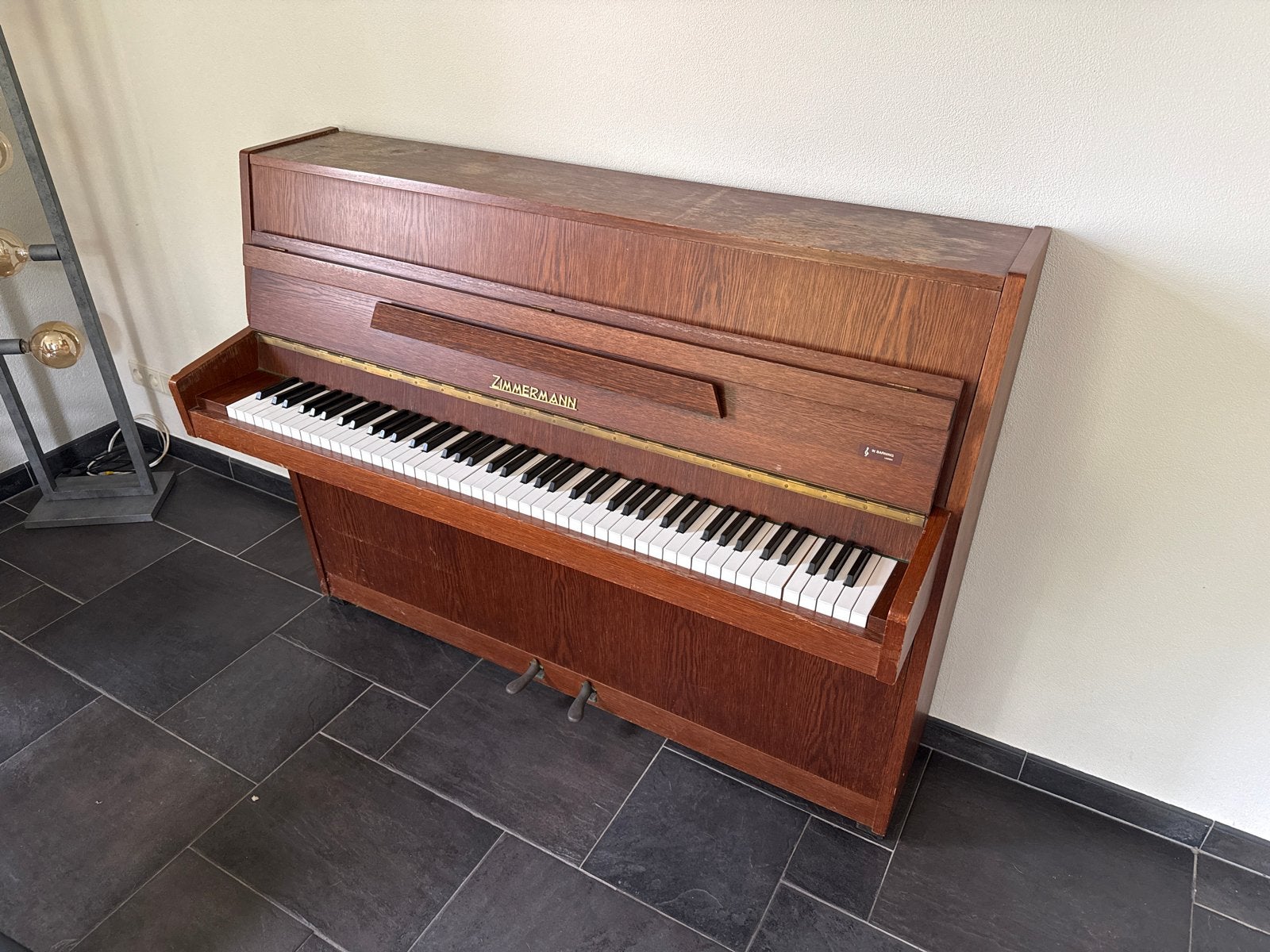 Zimmermann piano - Goed onderhouden, Ophalen of Verzenden, Gebruikt, Bruin, Piano