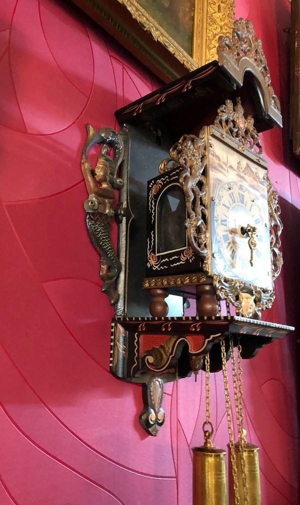 Antieke wandklok - Friese stoelklok - klok zeemeerminnen, Antiek en Kunst, Antiek | Klokken, Ophalen of Verzenden