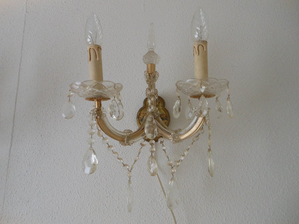 twee oude kristallen wandlampen, Ophalen