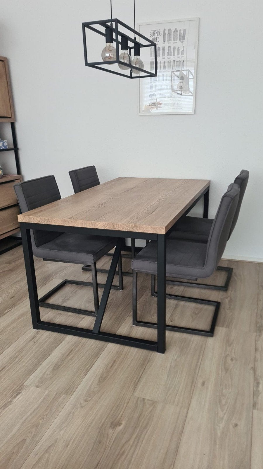 Eettafel met 4 stoelen (Pronto Wonen), Huis en Inrichting, Tafels | Eettafels, Gebruikt, 50 tot 100 cm, 150 tot 200 cm, Vier personen
