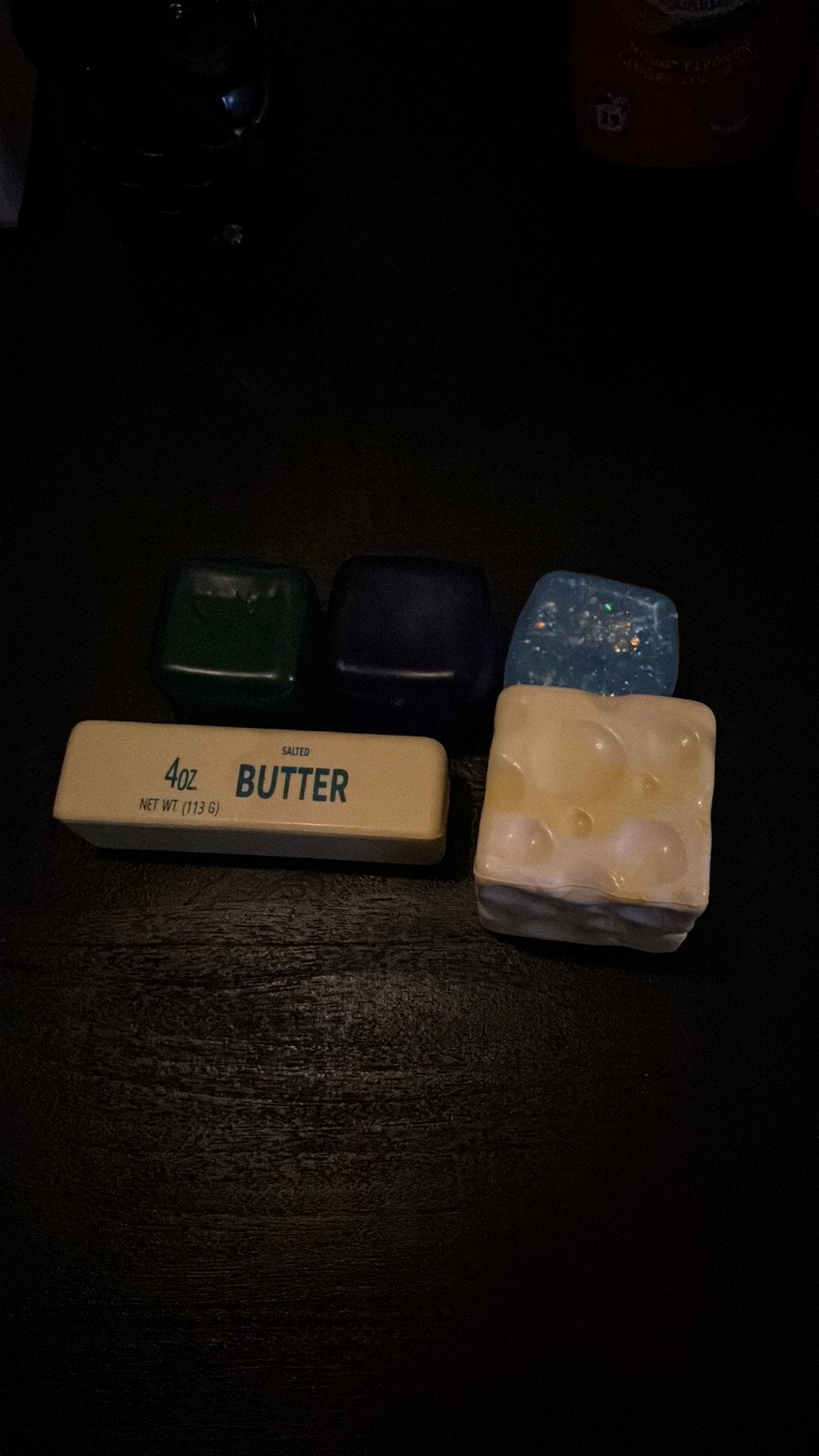 3 needoh groen blauw lichtblauw, 1 butter, 1 kaas,, Ophalen of Verzenden, Zo goed als nieuw, Miniatuur