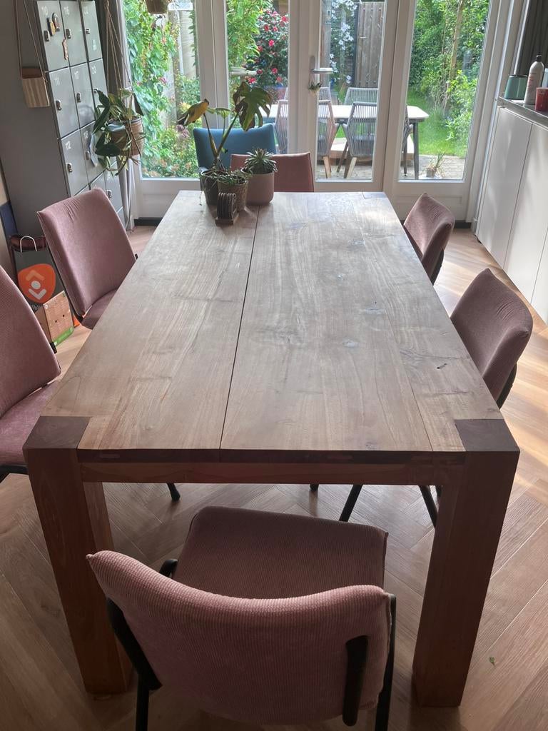 Warme teakhouten eettafel - 180 x 90 - Brengen i.o., Ophalen, Gebruikt, Teakhout, 50 tot 100 cm