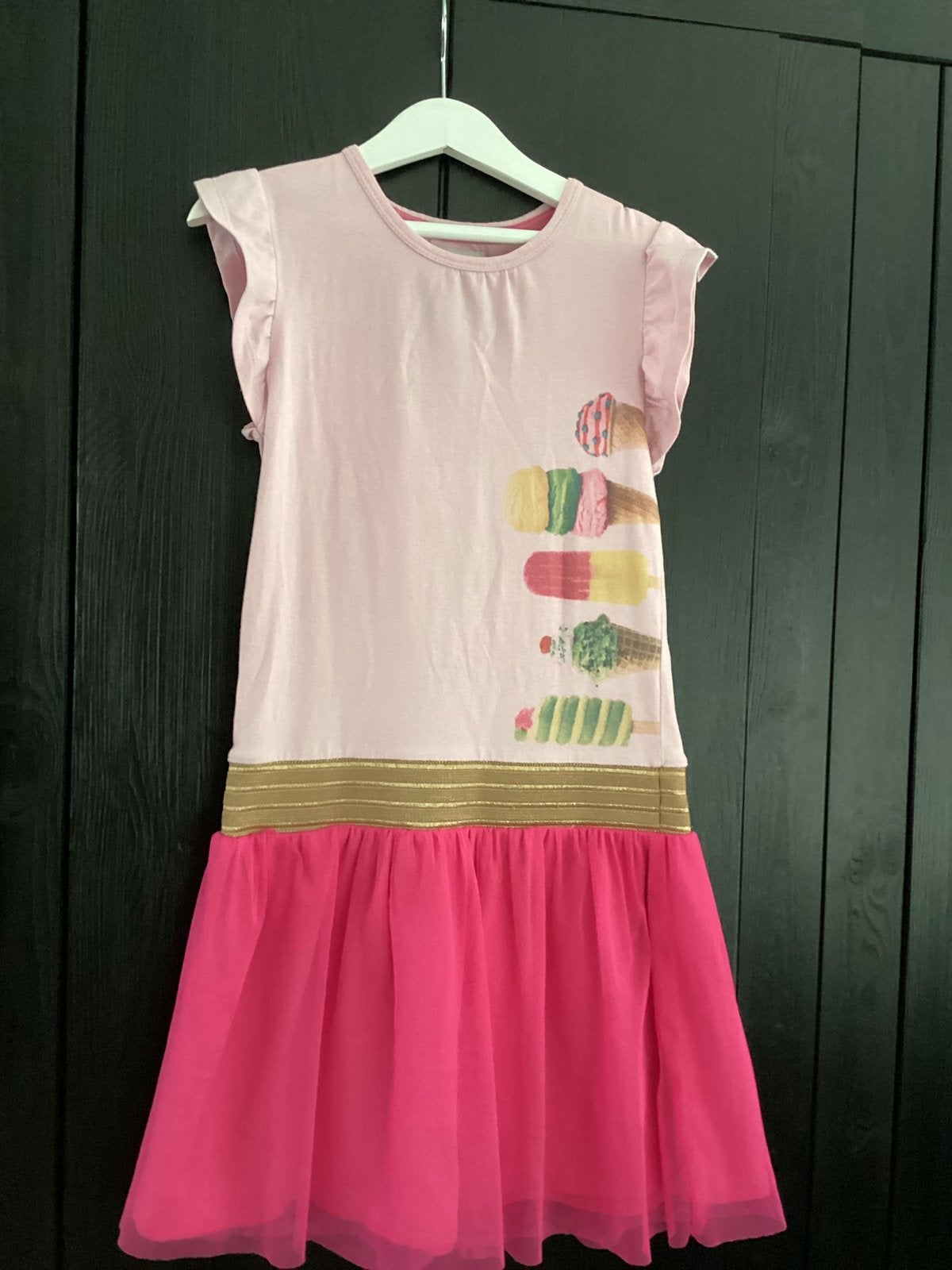 Jurk roze Me and my Monkey maat 128, Kinderen en Baby's, Kinderkleding | Maat 128, Ophalen of Verzenden, Zo goed als nieuw, Meisje