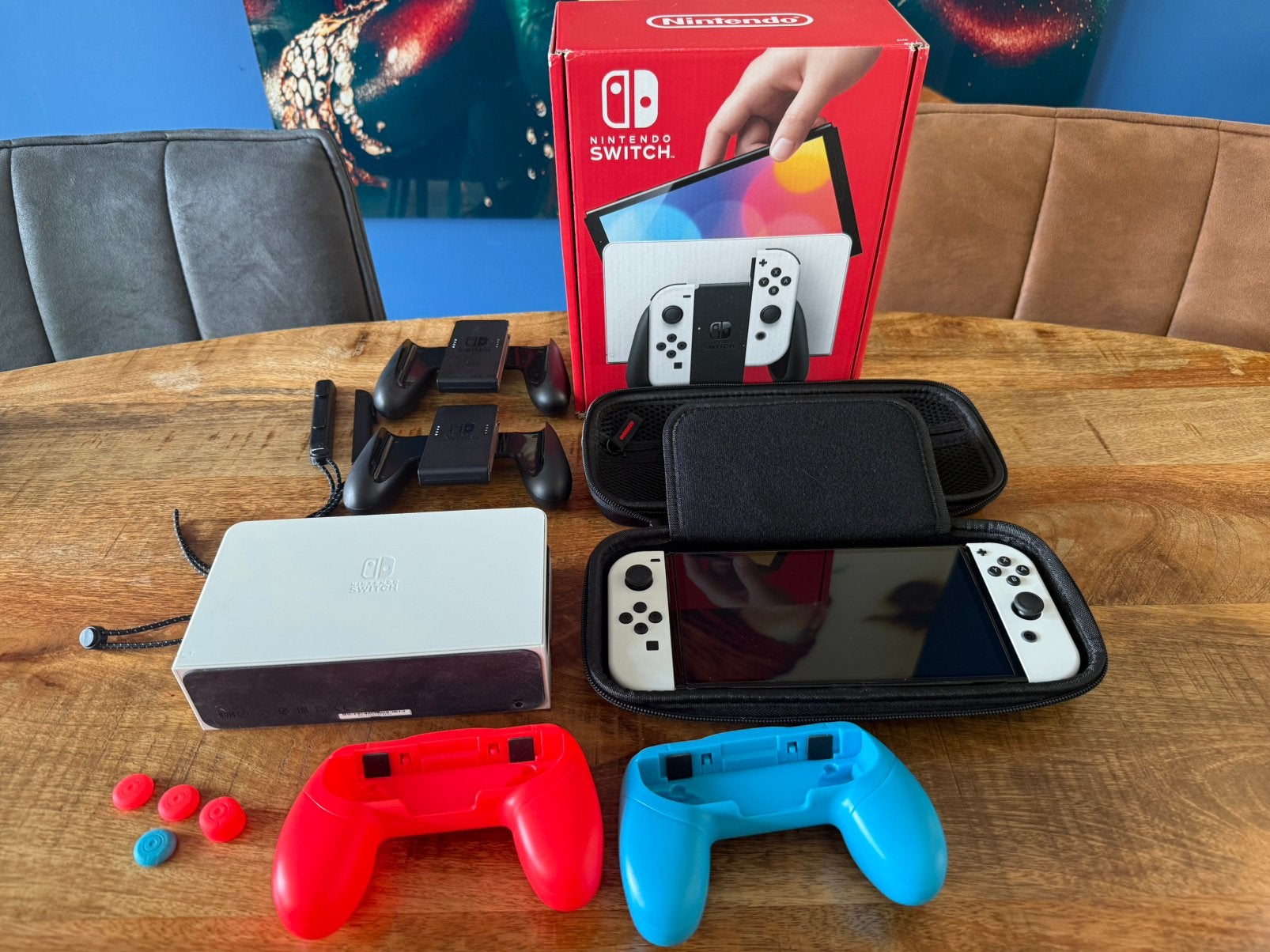 Nintendo Switch OLED Wit - Complete Set, Ophalen, Zo goed als nieuw, Met 2 controllers, Switch OLED