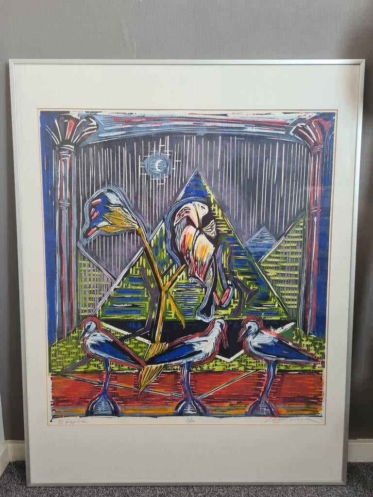 Litho schilderij 'Egypte' van Luuk Scholten 3/10, Antiek en Kunst, Ophalen
