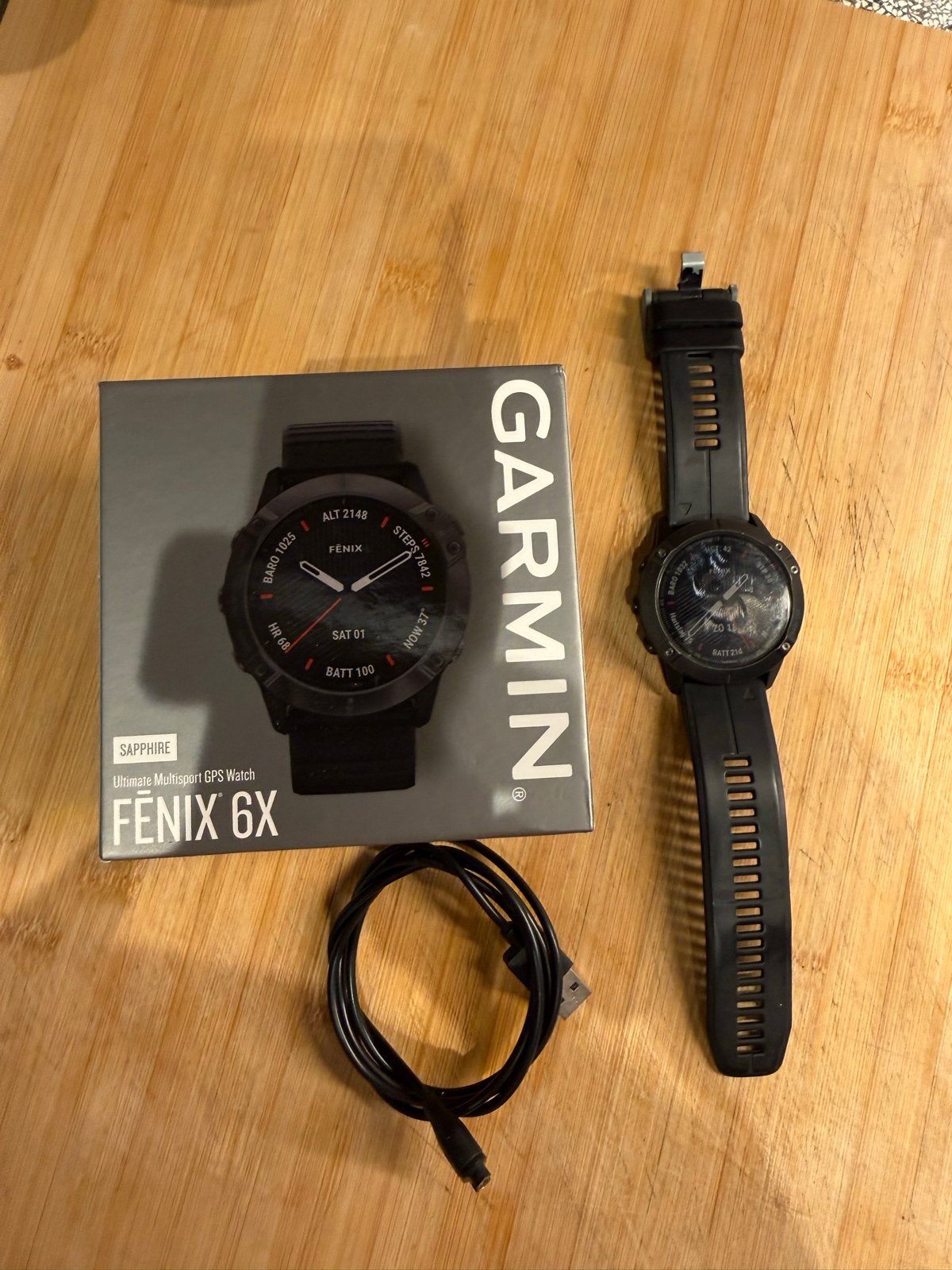 Garmin Fenix 6X Sapphire Multisport GPS Horloge Zwart, Zwart, Ophalen of Verzenden, Waterdicht, Android