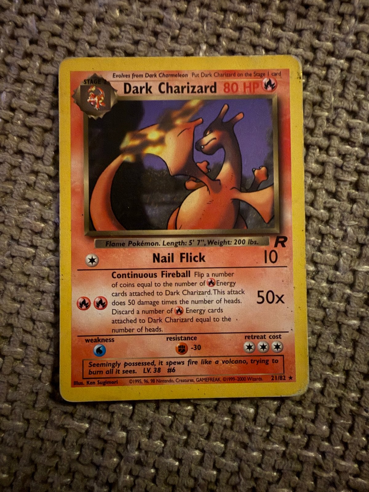 Pokémon Dark Charizard 21/82 Team Rocket (1999-2000), Ophalen of Verzenden, Gebruikt, Losse kaart